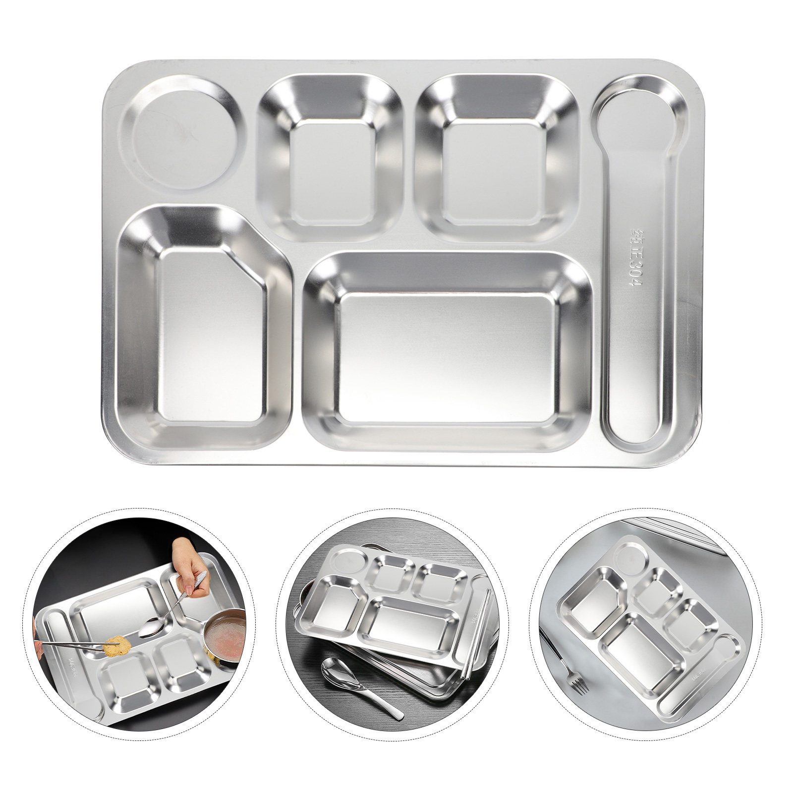 Food Storage Stainless Steel - 1pc Stainless Steel 6-Compartment Lunch Tray