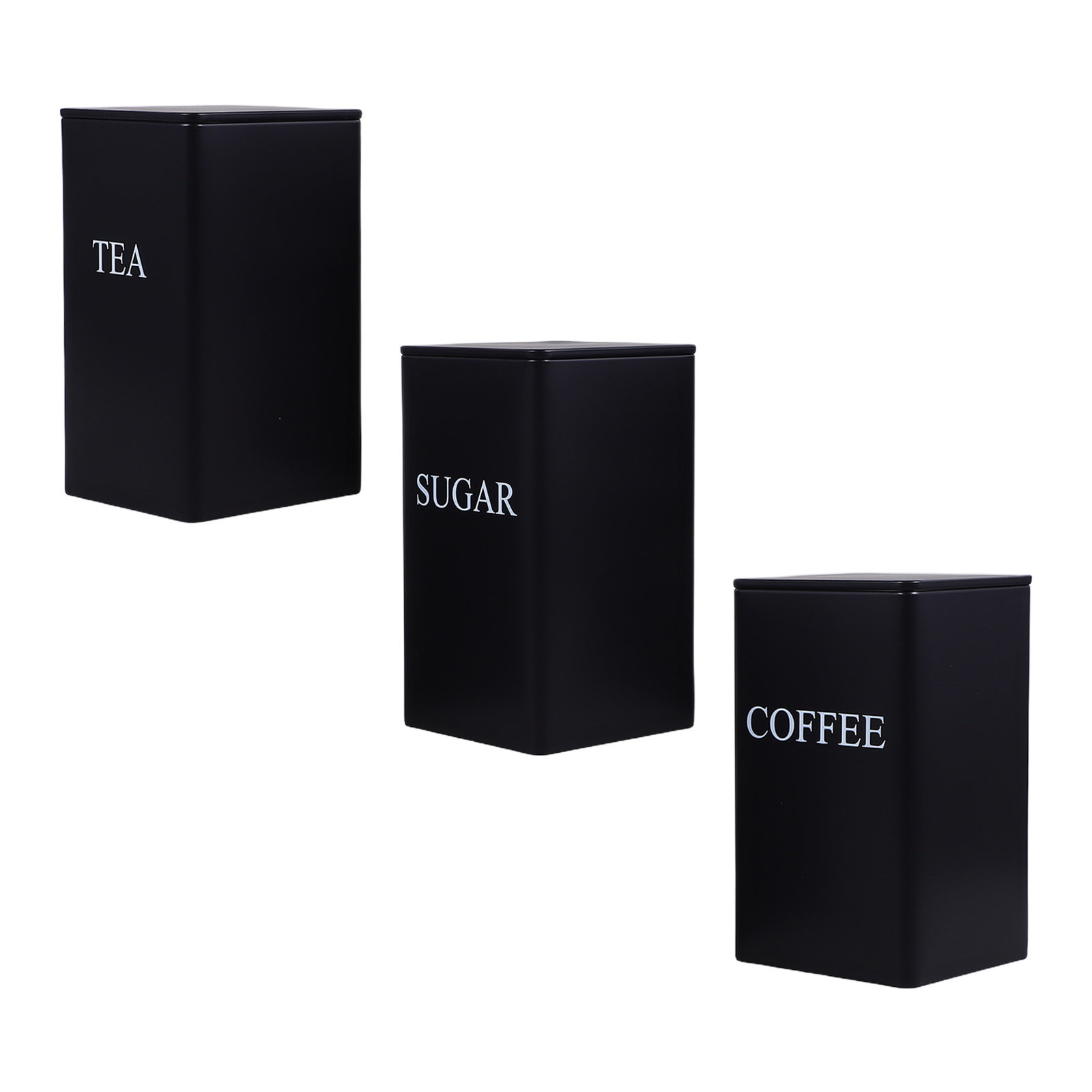 Food Storage Jars & Containers - 3Pcs Kitchen Storage Canisters Metal Square