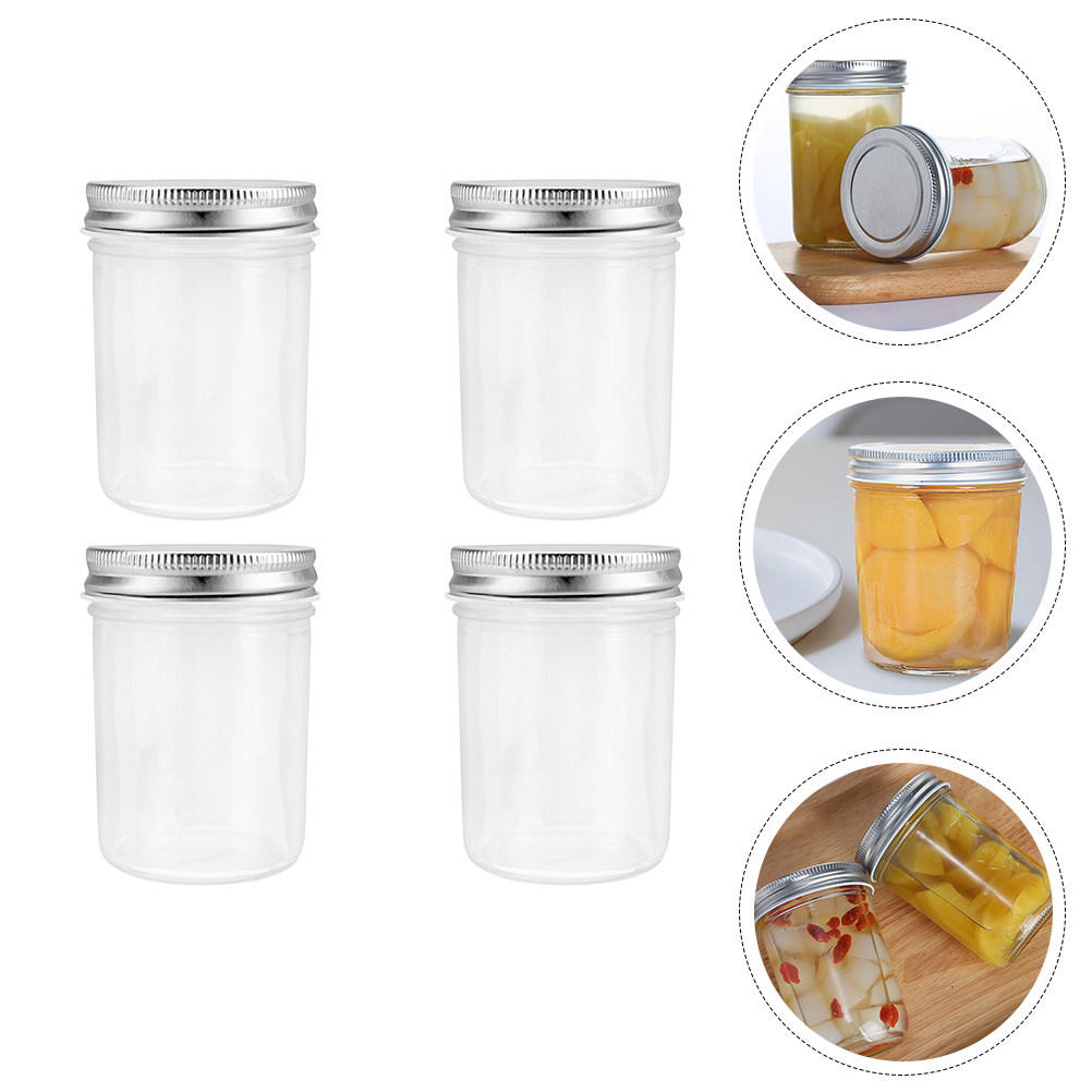 Food Storage Glass Containers - 4Pcs Jam Canning Jars Glass Sealing