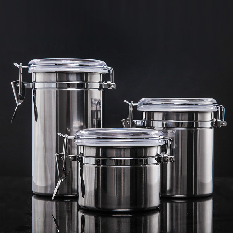 Food Storage Stainless Steel - Stainless Steel Airtight Canister with Hygrometer