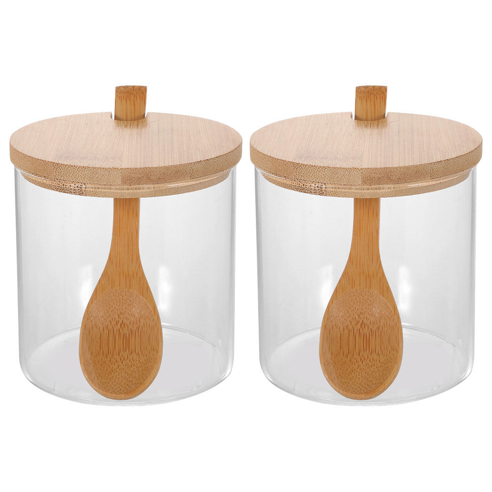 Food Storage Glass Containers - 2Sets Clear Glass Seasoning Containers with