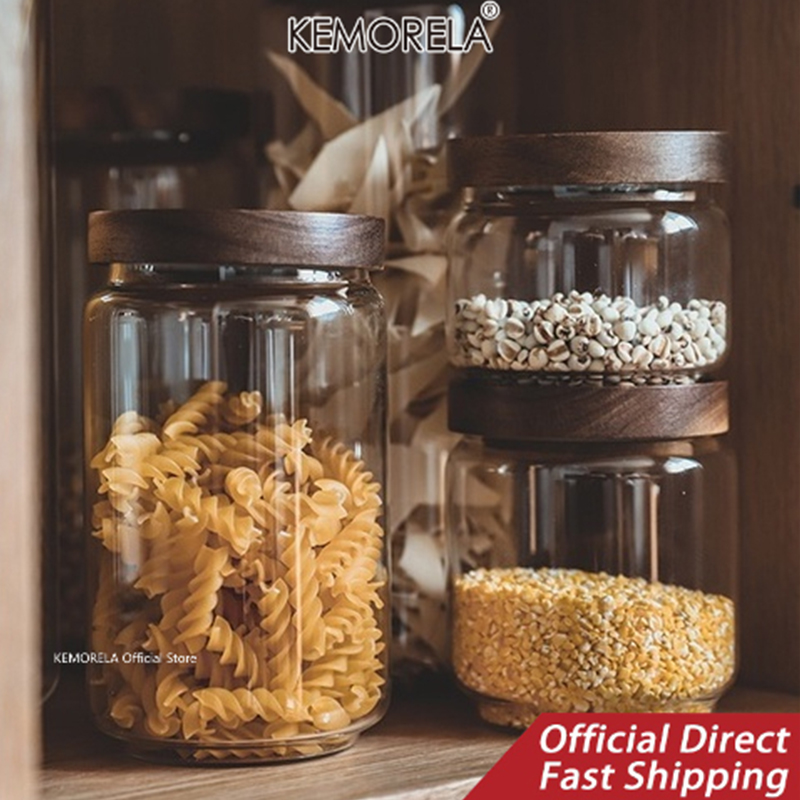 Wood Lid Glass Airtight Canist - Food Storage Glass Containers ulasan dan harga