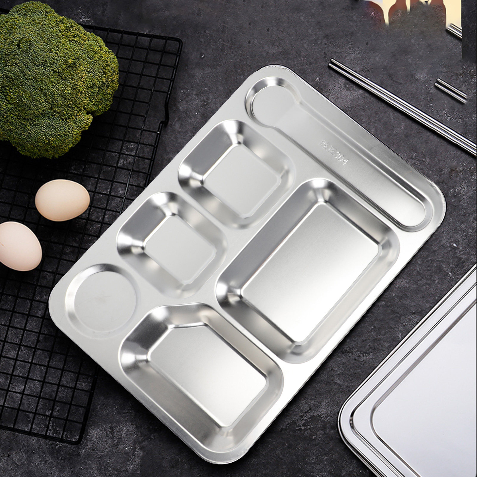 1pc Stainless Steel 6-Compartm - Food Storage Stainless Steel ulasan dan harga
