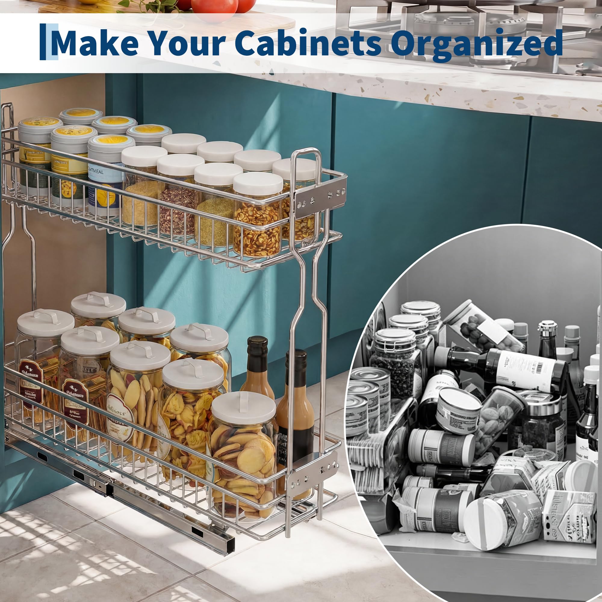 2-Tier Pull Out Cabinet Organi - Food Storage Without Pantry ulasan dan harga
