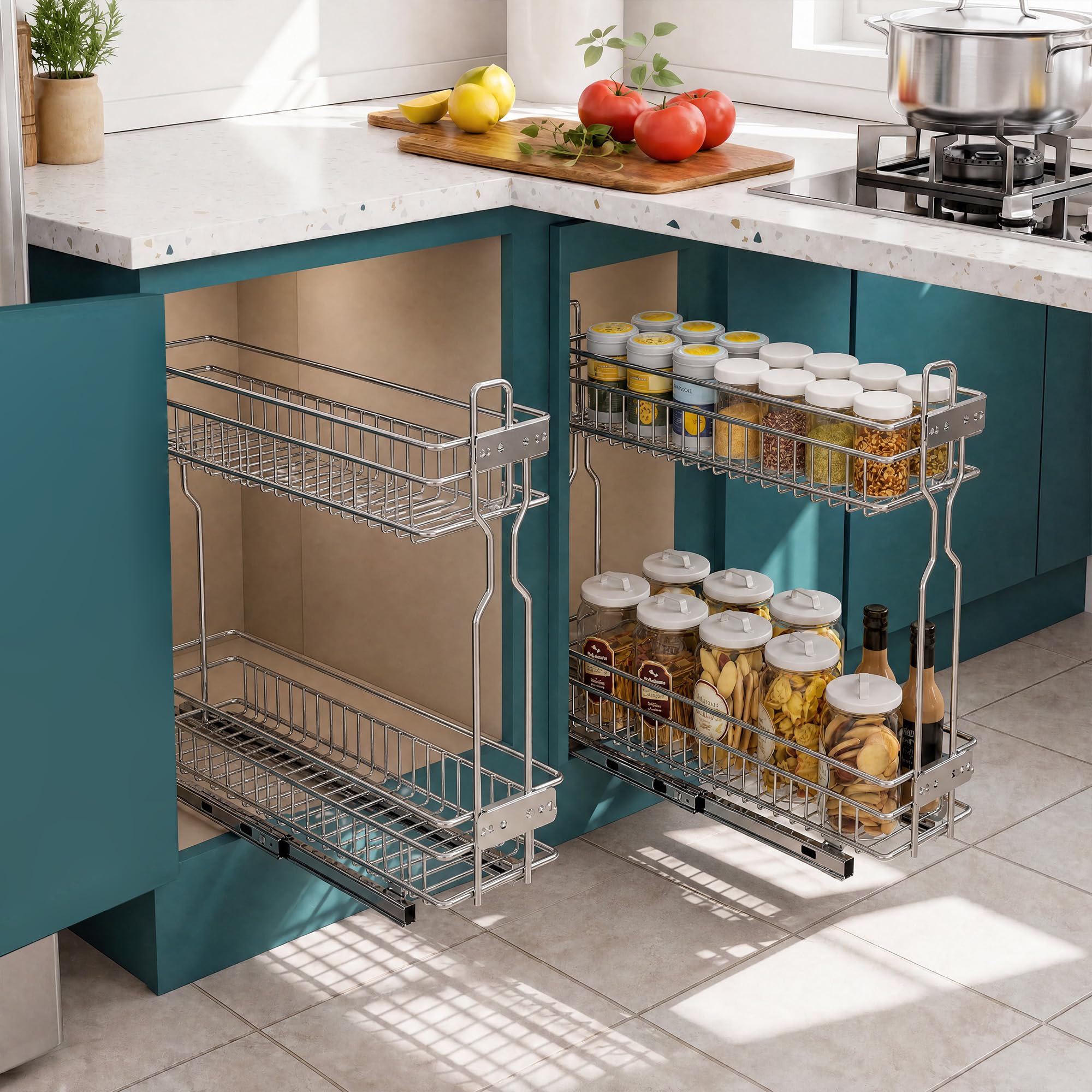2-Tier Pull Out Cabinet Organi - Food Storage Without Pantry ulasan dan harga
