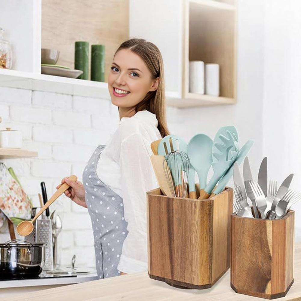 Kitchen Utensil Organizer Wood - Stackable Pantry Bin ulasan dan harga