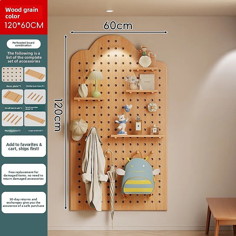 Solid Wood Pegboard Storage Sh - Food Storage In Room ulasan dan harga
