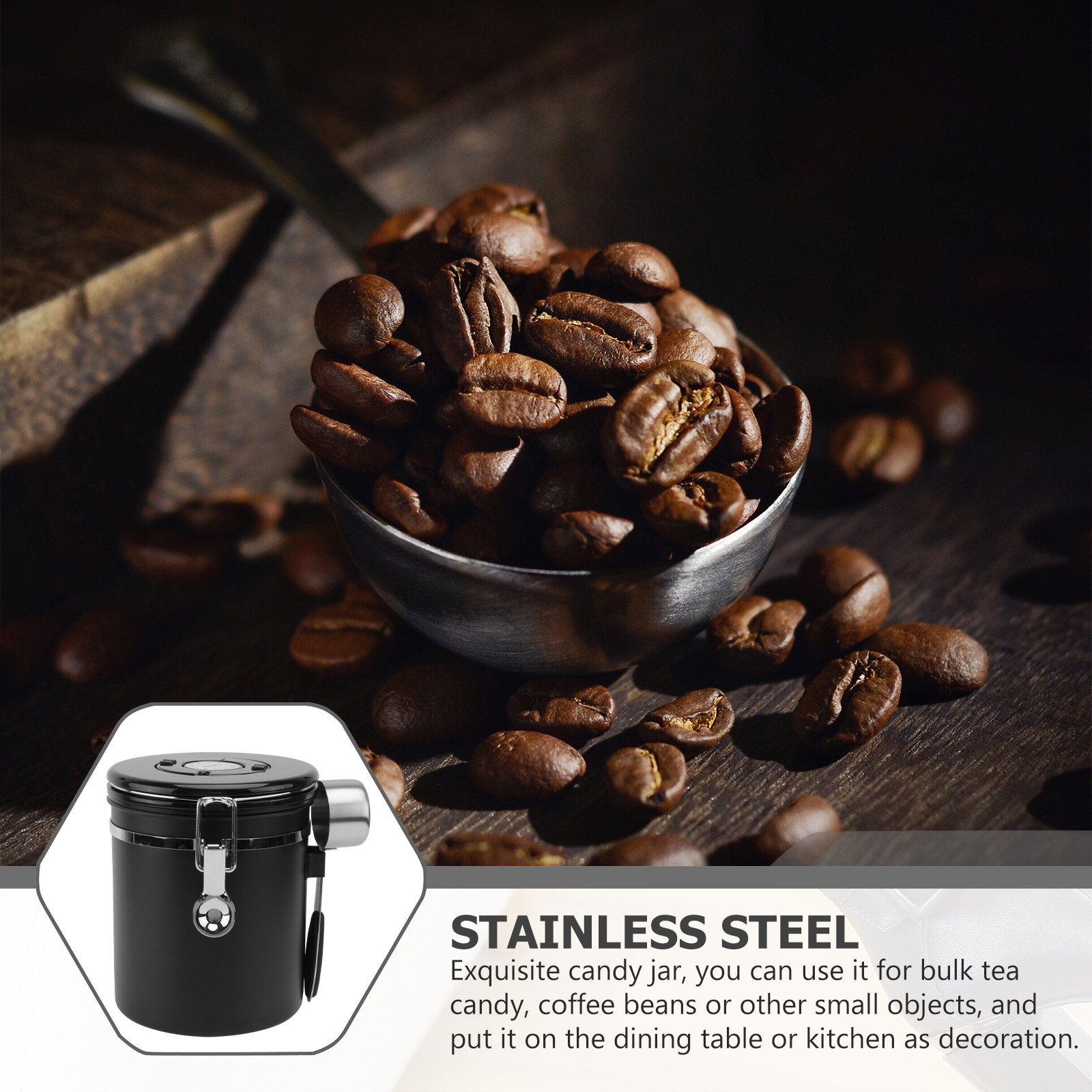 1Pcs Coffee Bean Sealed Jar St - Food Storage Stainless Steel ulasan dan harga