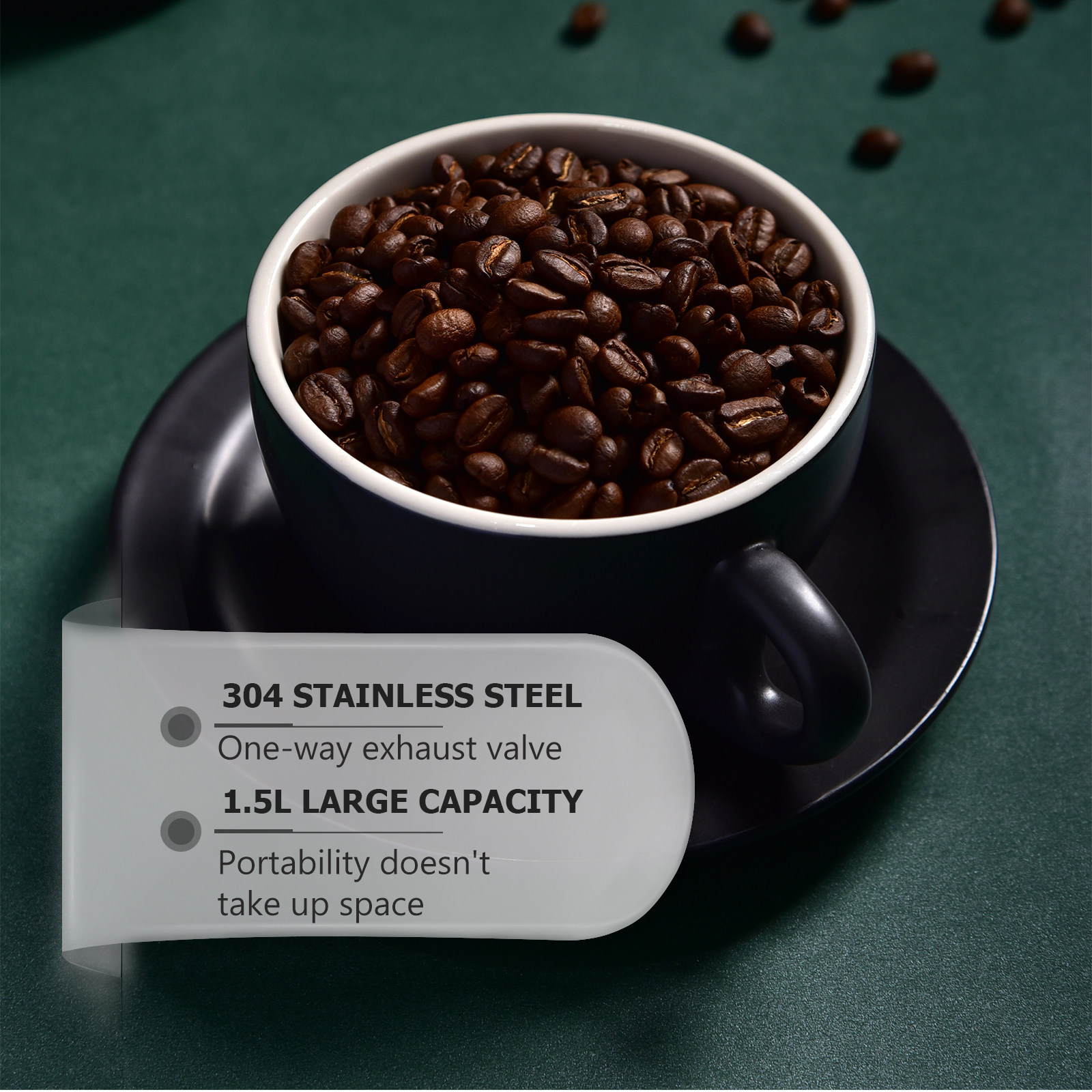 1Pcs Coffee Bean Sealed Jar St - Food Storage Stainless Steel ulasan dan harga