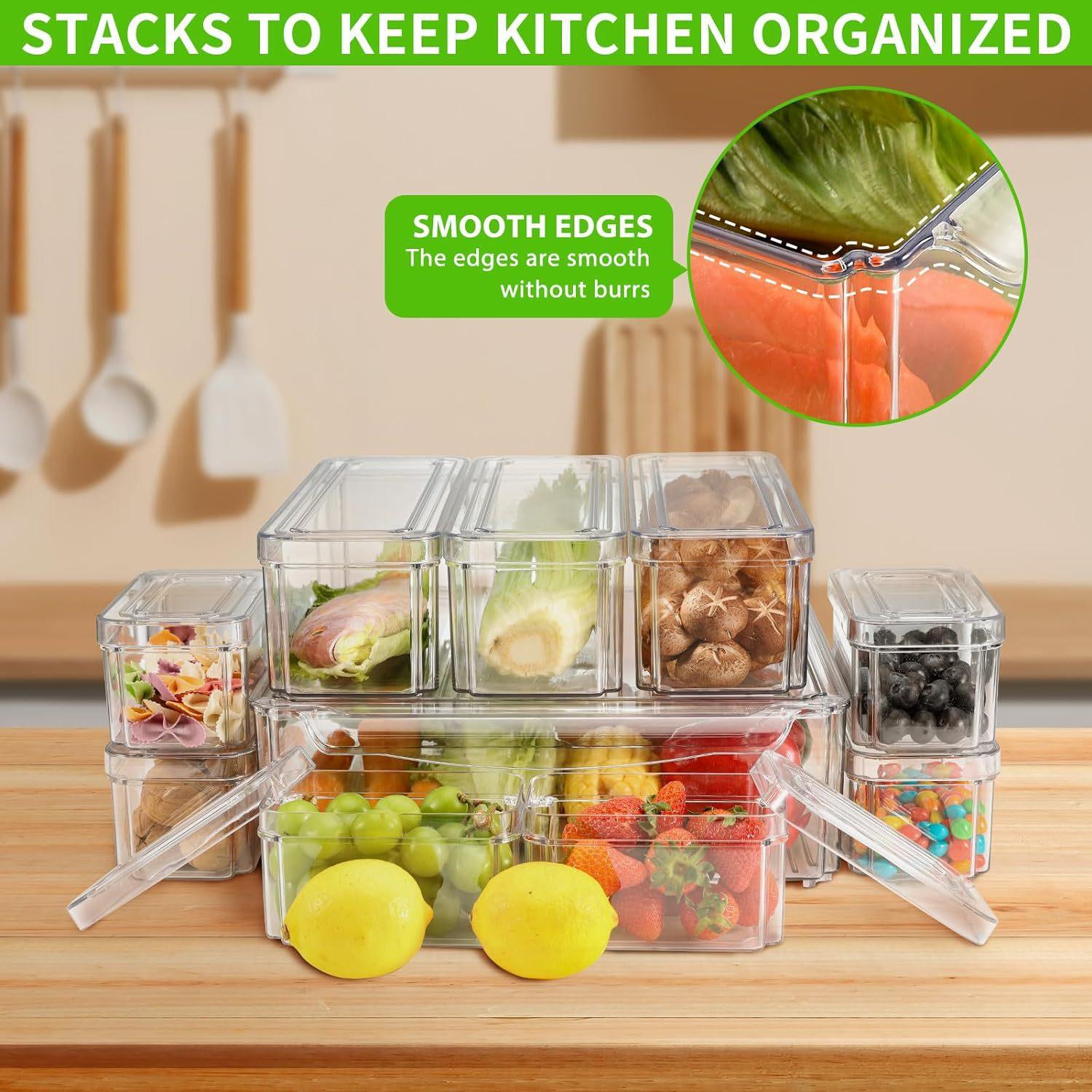 10/14Pcs Fridge Organizer Bins - Food Storage Without Pantry ulasan dan harga
