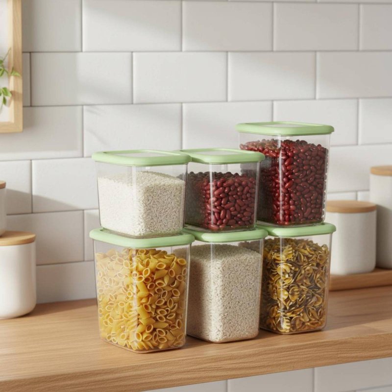 6 Pieces Airtight Food Storage - Stackable Pantry Bin ulasan dan harga