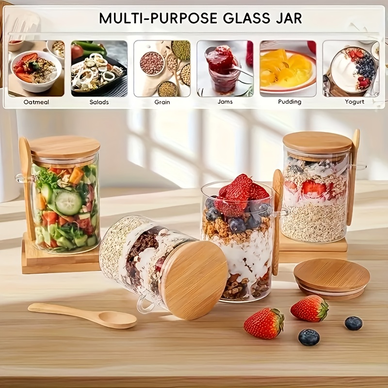 1/2/4/8Pcs Oatmeal Glass Cup S - Food Storage Glass Containers ulasan dan harga