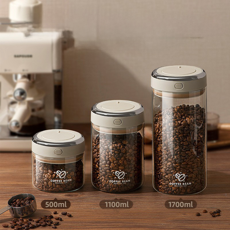 500/1100/1700ml Coffee Beans V - Food Storage Glass Containers ulasan dan harga