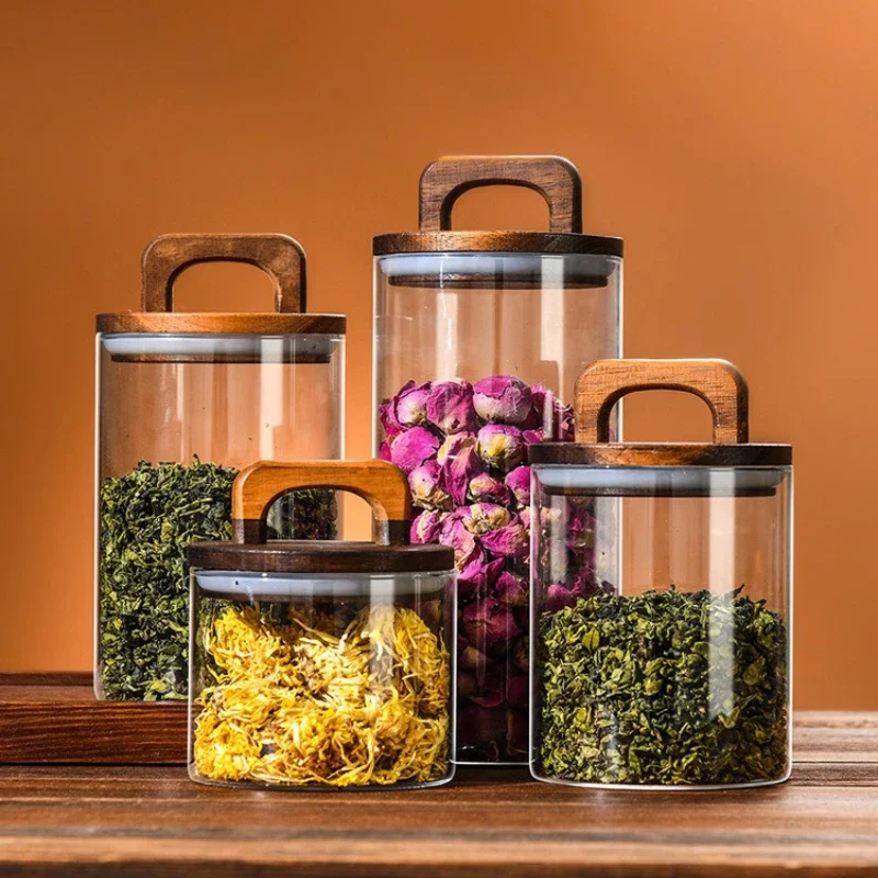 Clear Glass Jar with Bamboo Li - Food Storage Glass Containers ulasan dan harga