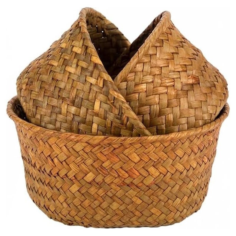 B23B Small Seagrass Woven Stor - Stackable Pantry Bin ulasan dan harga
