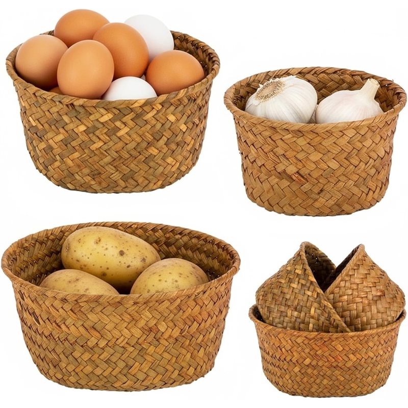 B23B Small Seagrass Woven Stor - Stackable Pantry Bin ulasan dan harga
