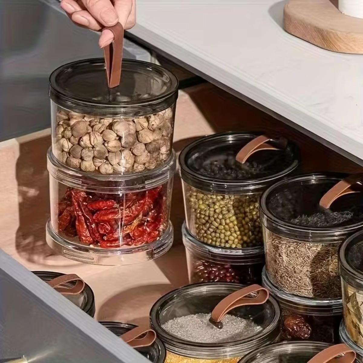 3-Layer Round Handheld Spice B - Food Storage Containers Plastic Box ulasan dan harga