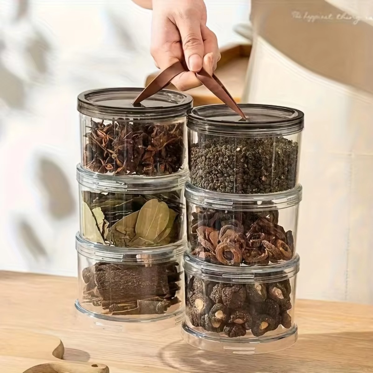 3-Layer Round Handheld Spice B - Food Storage Containers Plastic Box ulasan dan harga