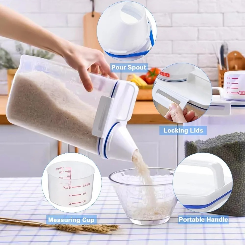 Rice Dry Food Storage Containe - Food Storage Dispenser ulasan dan harga