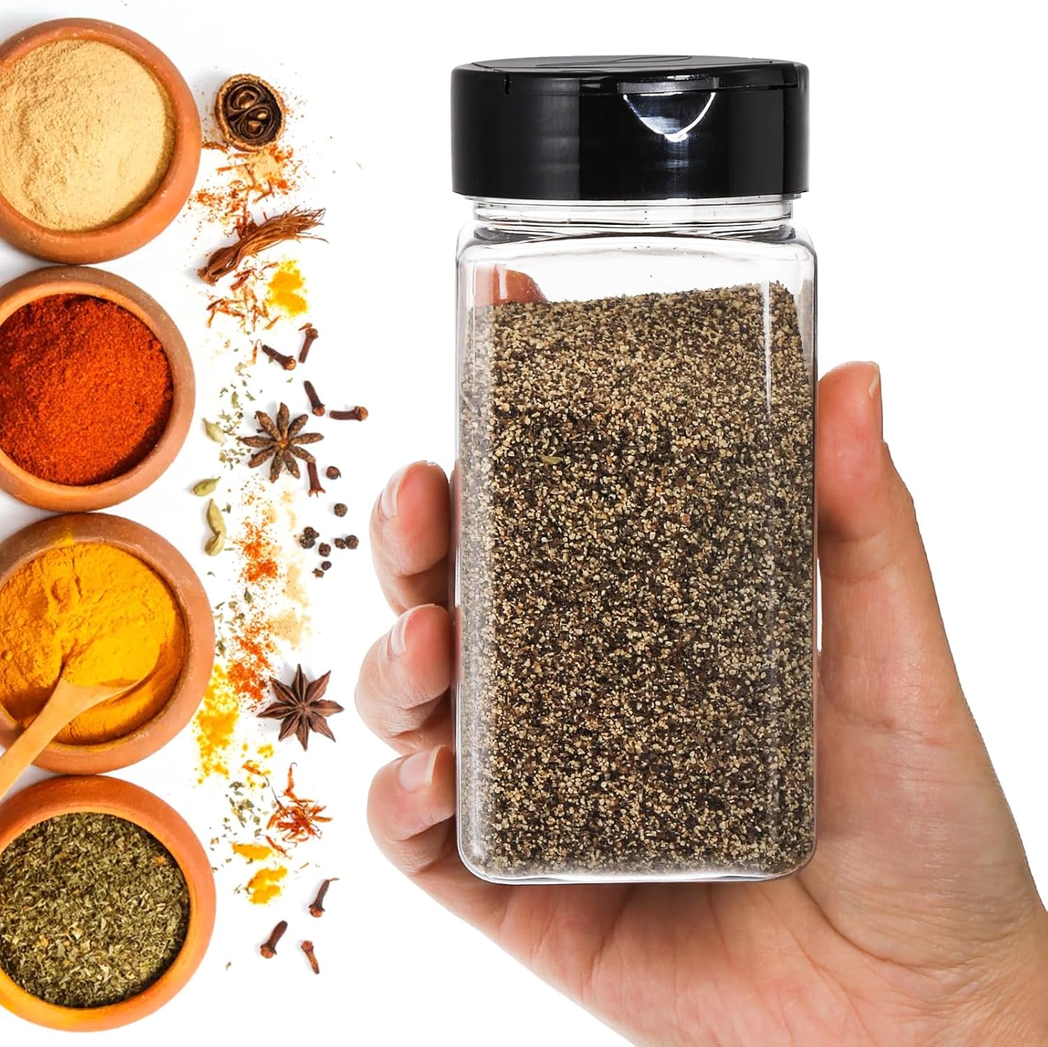 Square Large Plastic Spice Jar - Food Storage Heat ulasan dan harga